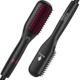 Hair Straightener Brush with Ionic Generator by MiroPure, 30s Fast MCH Ceramic Even Heating, 11 Temperature Control, Professional Straightener Comb fo