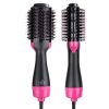 Multifunctional Hot Air Comb 2-in-1 Hair Straightening Curler Wet And Dry; Straightening Hot Air Brush With Anti-Scald Feature