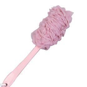 Massage Brushes New Long Handle Hanging Soft Mesh Back Body Bath Shower Scrubber Brush Sponge For Bathroom Shower Brush (Color: Pink)