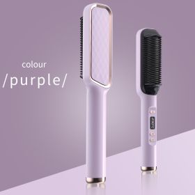 Hair Straightening Comb Artifact; Does Not Hurt Hair; Lazy Hair Straightener; Preheats For 5 Minutes To Make Straight Hair Slightly Curly; Curved Hair (Color: Purple)