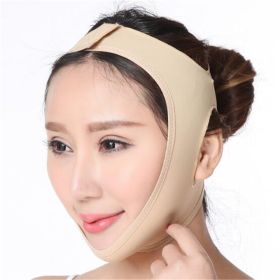 Elastic Face Slimming Bandage V Line Face Shaper Women Chin Cheek Lift Up Belt Facial Massager Strap Face Skin Care Tools Beauty (Color: skin color XL)