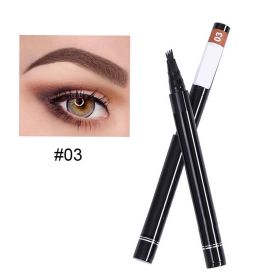 Micro-Sculpted Long-Lasting Four-Fork Waterproof Brow Pencil (Color: Dark brown03)