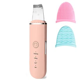 Beauty Ultrasonic Skin Scrubber USB Plug Facial Cleansing Blackhead Remover Face Cleaner Machine Skin Care Acne Massager Tools (Color: Pink)