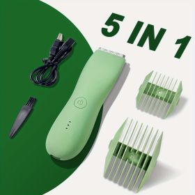 Professional Groin&Body Manscape Trimmer For Men, Electric Ball Shaver Replaceable Ceramic Blade Groomer, Pubic Grooming Clipper Male Razor Fully Wate (Model: GMZD106-G, Color: Green)