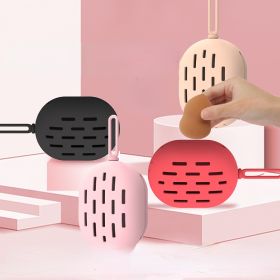 1 Pack Beauty Egg Silicone Storage Bag Dryer Cosmetics Makeup Loofah Puff Rack Storage Box Shelf Storage Tool (Color: Black)