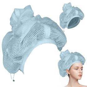 Net Plopping Cap for Drying Curly Hair, Net Plopping Cap for Drying Curly Hair (Color: Net Cap/Blue)