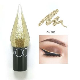 Shiny Eye Liners Pigment Silver Rose Gold Color Liquid Glitter eyeshadow Professional Eyeliner Beauty Cosmetics Makeup for Women (Color: 03 gold)