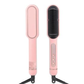 Negative Ionic Hair Straightener Brush for Fashion Women (Color: Pink, Type: Hairdressing Comb)