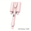 Three Barrel Hair Curling Wands With LCD Temperature Display - Ceramic Tourmaline Triple Barrels; Anion; 60 Minute Timed Shutdown; 17 Gear Temperature